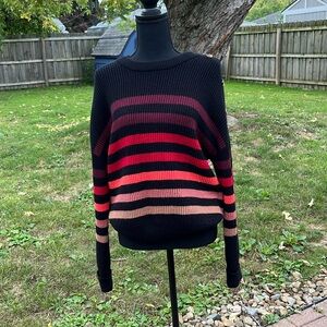 Black multicolored striped sweater